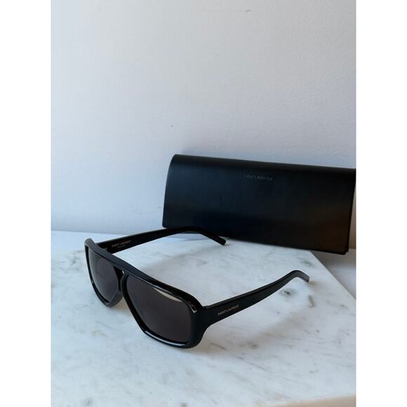 NEW Saint Laurent SL569Y Black Aviator Pilot Sunglasses